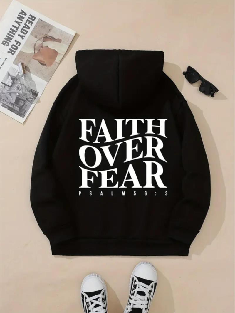 "Faith Over Fear" Print Pocket Hoodie