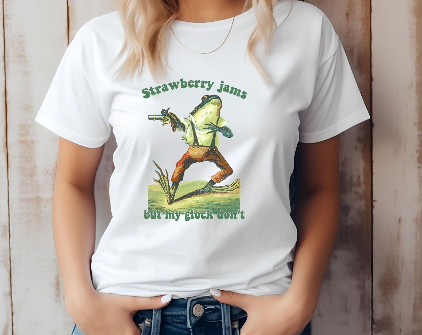 Strawberry Jams But My Glock Don't Shirt, Funny T-shirt, Funny Meme Shirt, Sarcastic Shirt