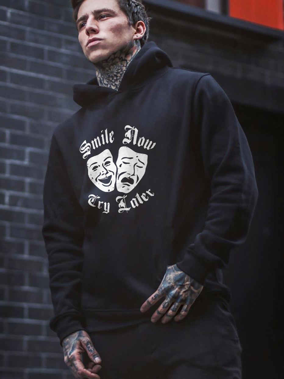 Smile Now Cry Later Printed Men's Hoodie