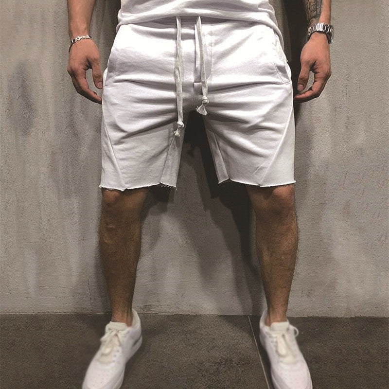 Pure Color Drawstring Running Men'S Shorts