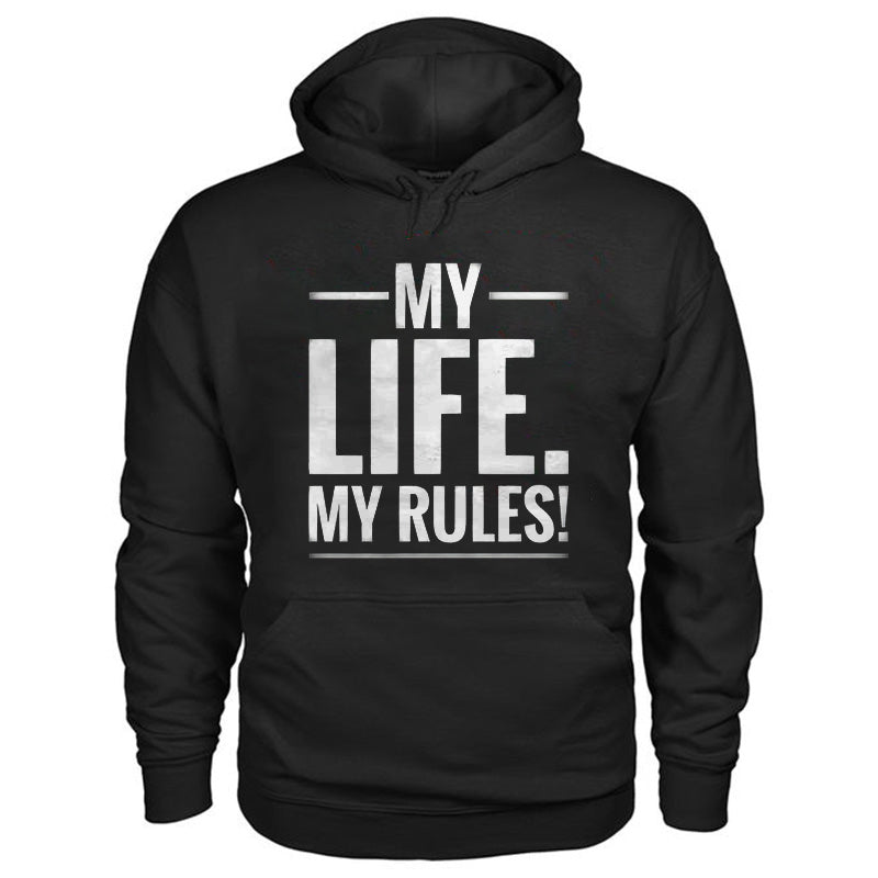 My Life My Rule Print Kangaroo Pocket Casual Hoodie