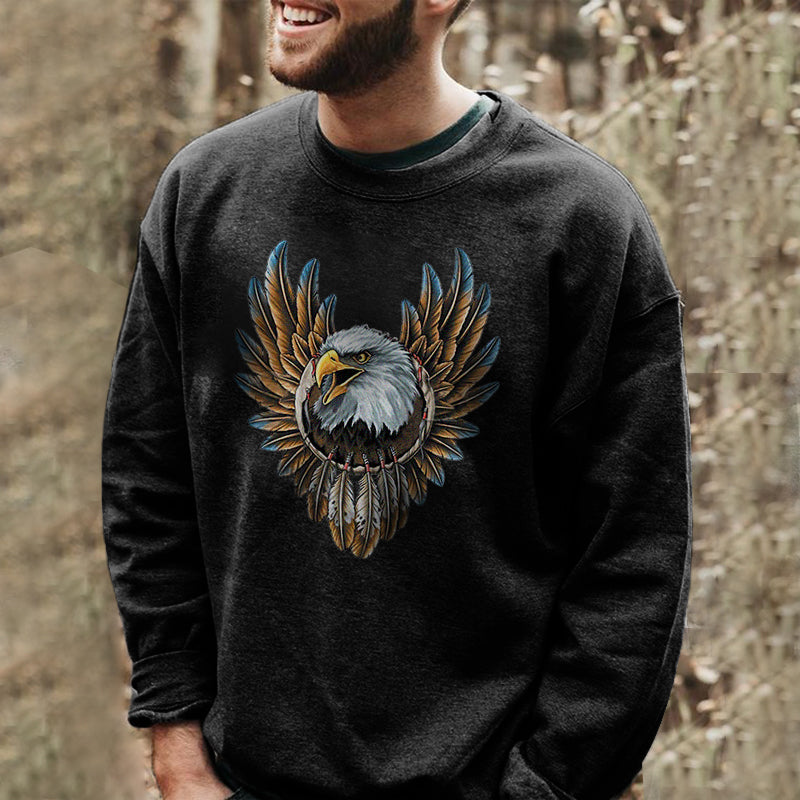 Fashion Eagle Print Men's Crew Neck Sweatshirt Printed Men's Sweatshirt