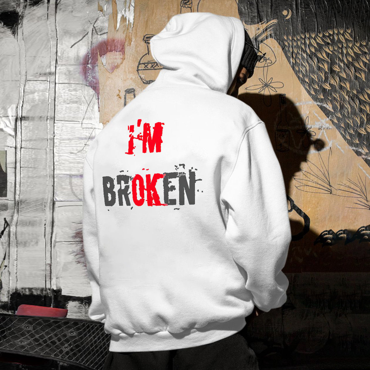 I'M Broken Print Men All-Match Hoodie