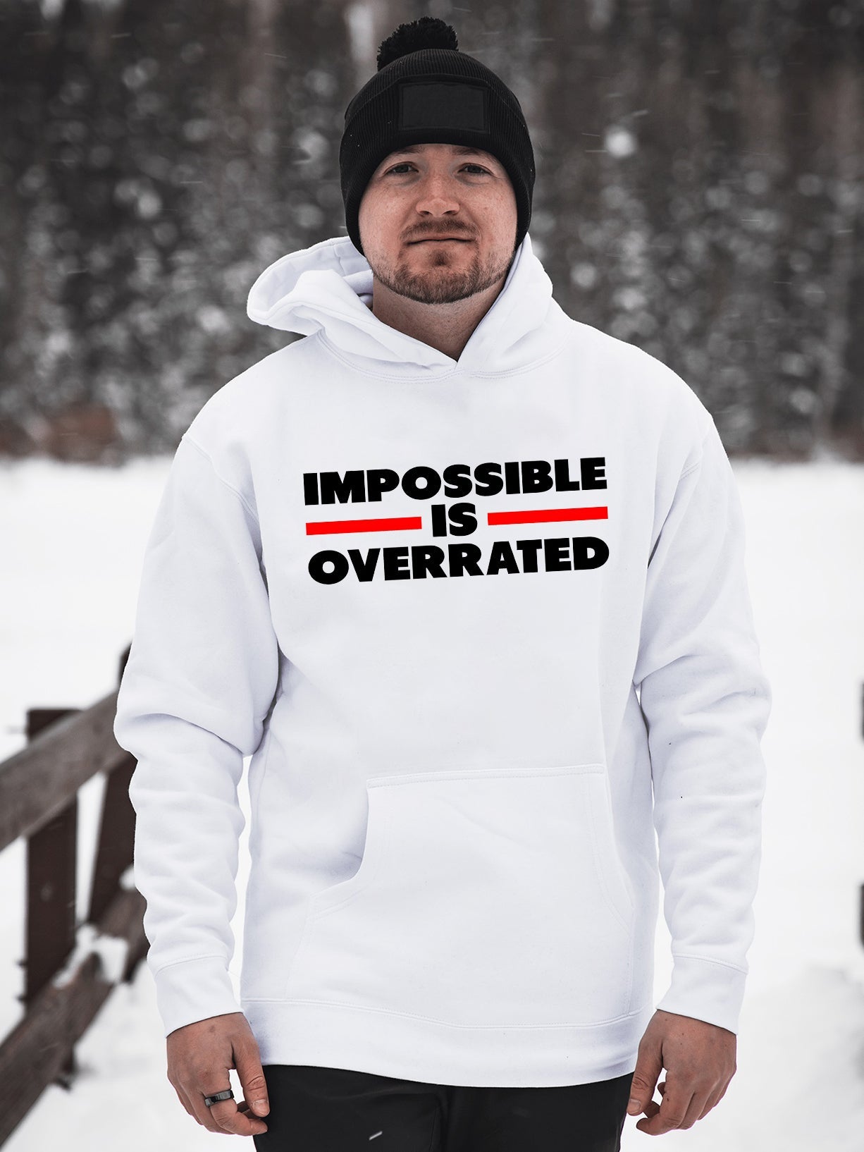 Impossible Is Overrated Printed Casual Hoodie