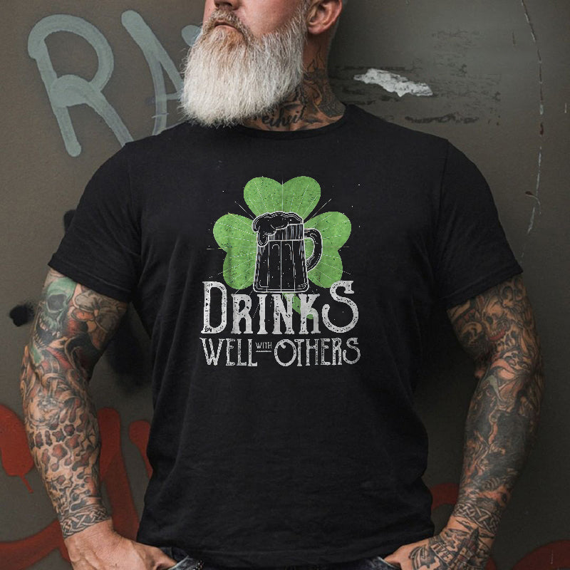 Drinks Well With Others Printed T-shirt