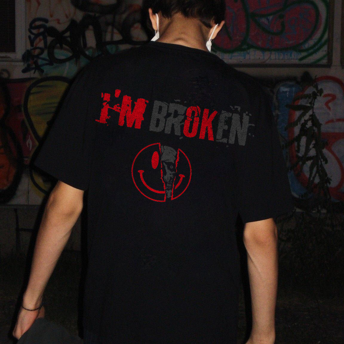 I'm Broken Letters Printed Men's T-shirt