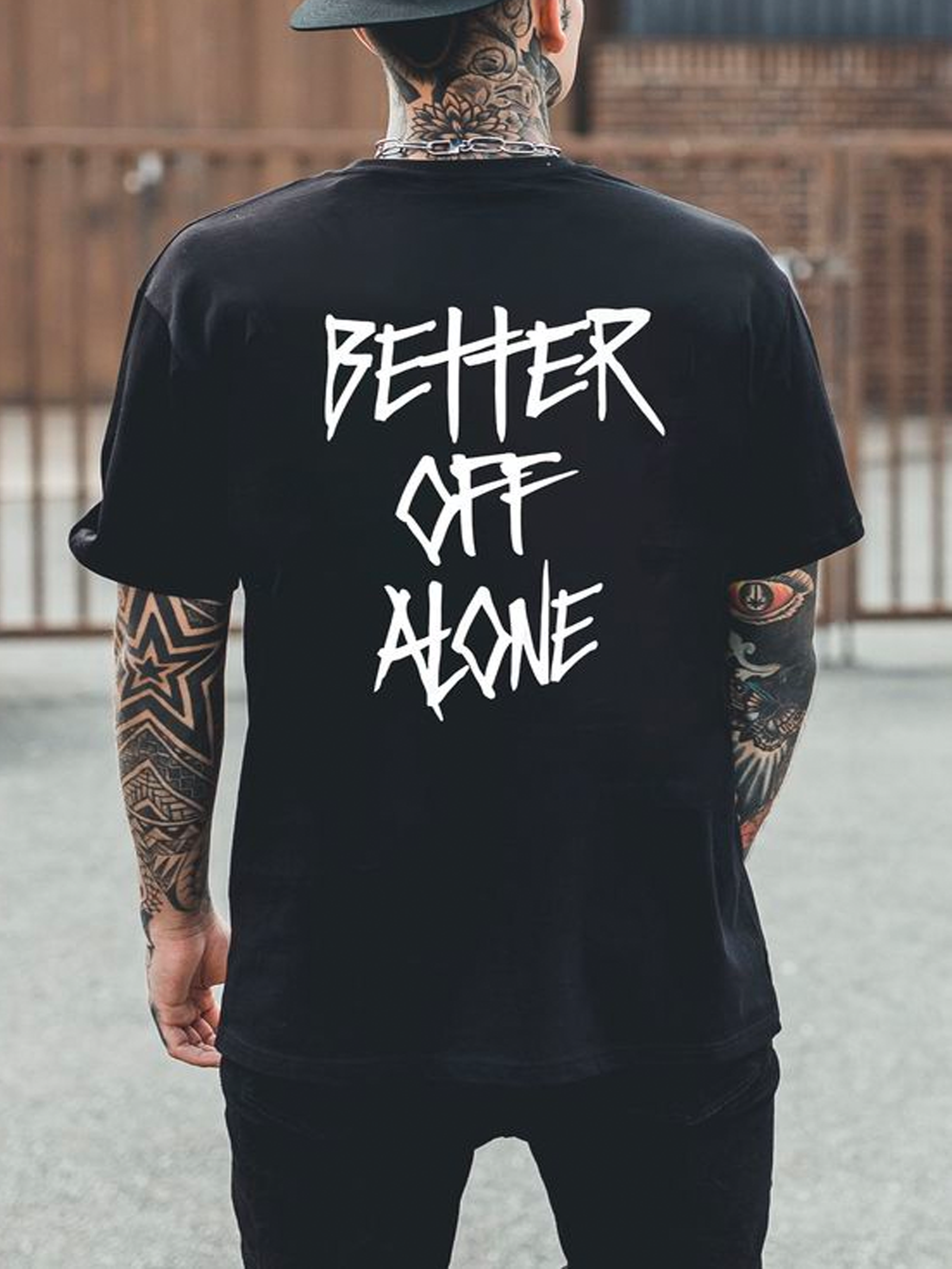 Better Off Alone Letters Printed Men's T-shirt