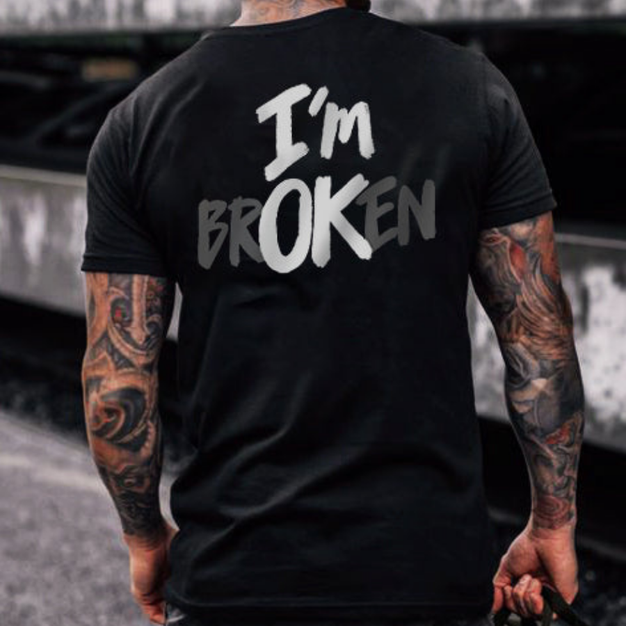 I'm Broken Men's Fun Monogram T-shirt