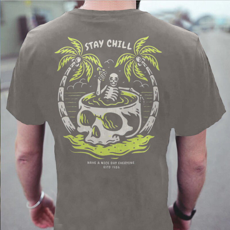 STAY CHILL SKULL print t-shirt