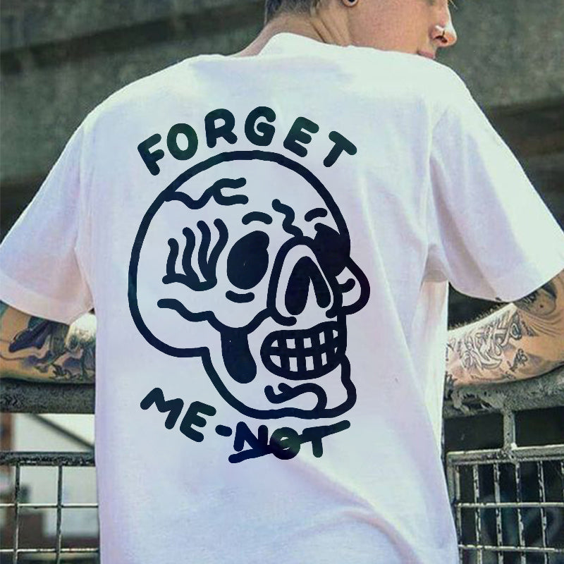 Forget Me Not Printed Skull Casual T-shirt