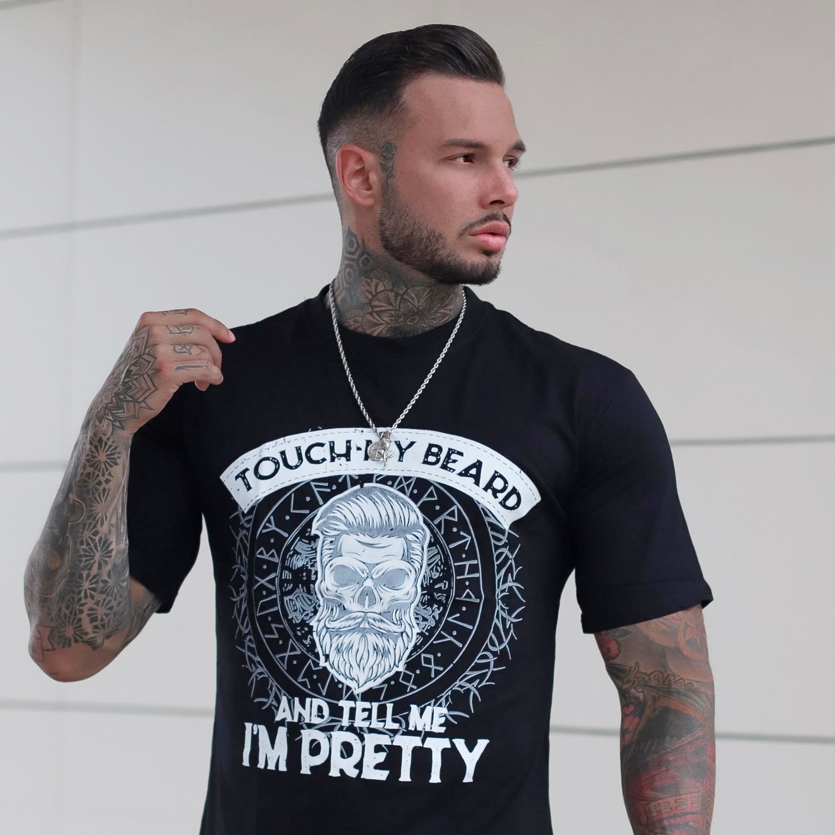 Touch My Beard And Tell Me I'm Pretty Printed Men's T-shirt