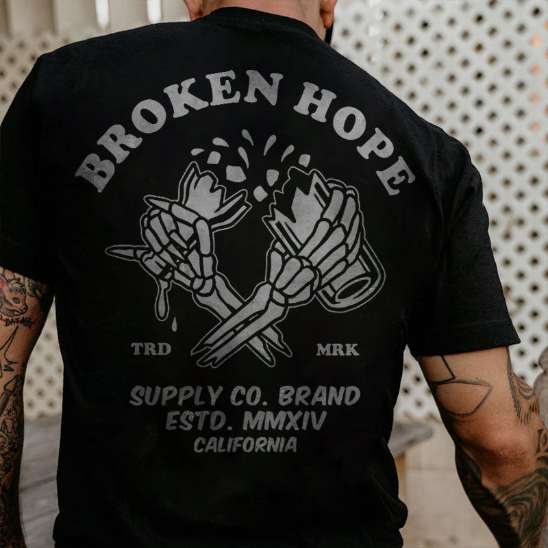 Broken Hope Skull Hand Print Men's Casual T-shirt