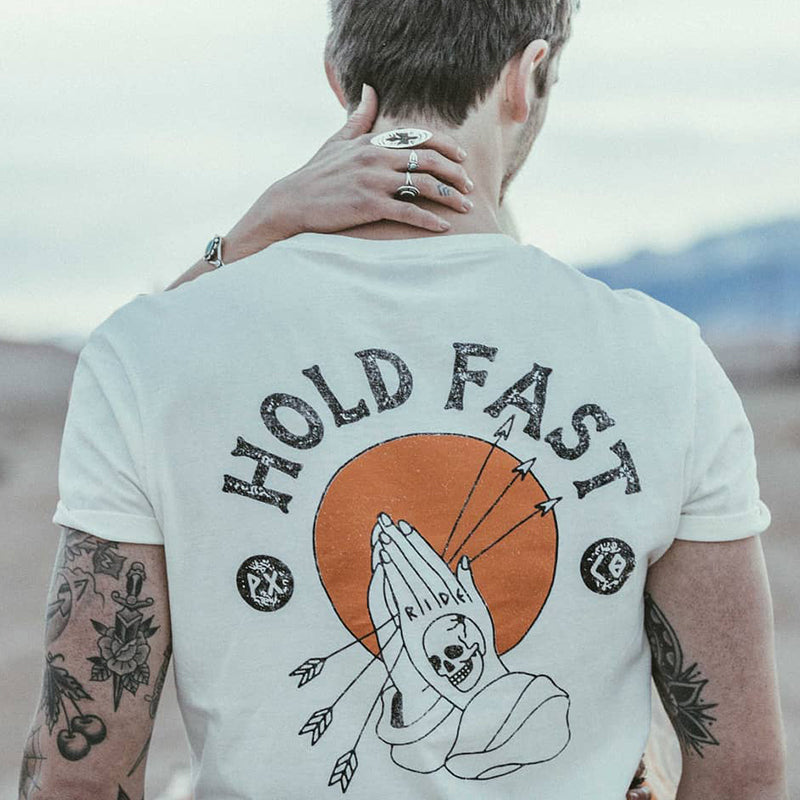 Hold fast skull print casual t-shirt