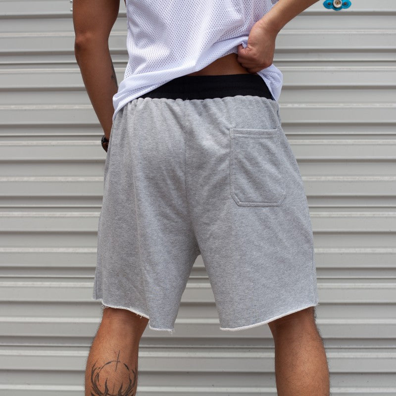 Casual elastic waist sport solid color shorts