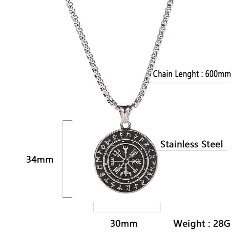 Viking Necklace Compass Metal Pendant Viking Mythology Pirates Men's Accessories