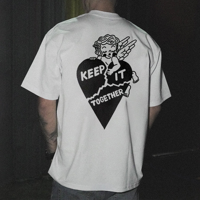 Keep It Together Printed Broken Heart Casual T-shirt