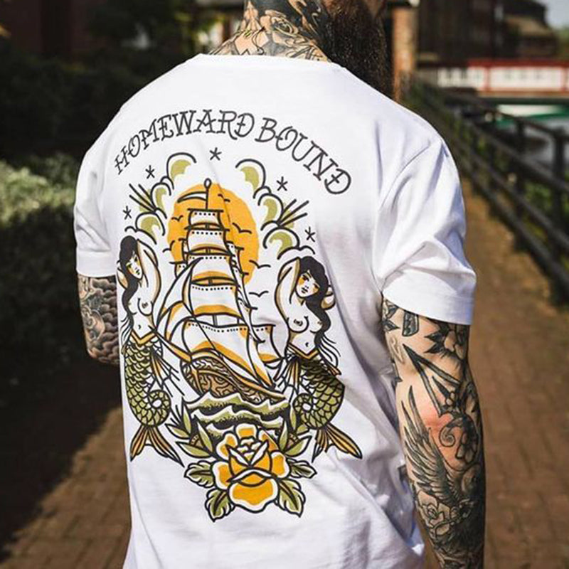 Mermaid homeward bound printed white classic T-shirt