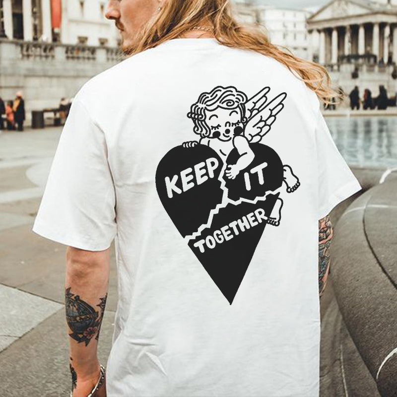 Keep It Together Printed Broken Heart Casual T-shirt